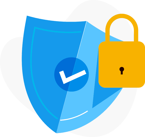 This image depicts a shield with a check mark and a lock, symbolising security and privacy. Fusion Flow, with Zoho SalesIQ, helps your business ensure GDPR compliance by providing secure communication channels and managing customer data with privacy and protection in mind.