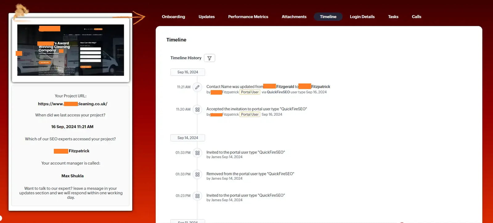 Full SEO Timeline Tracker